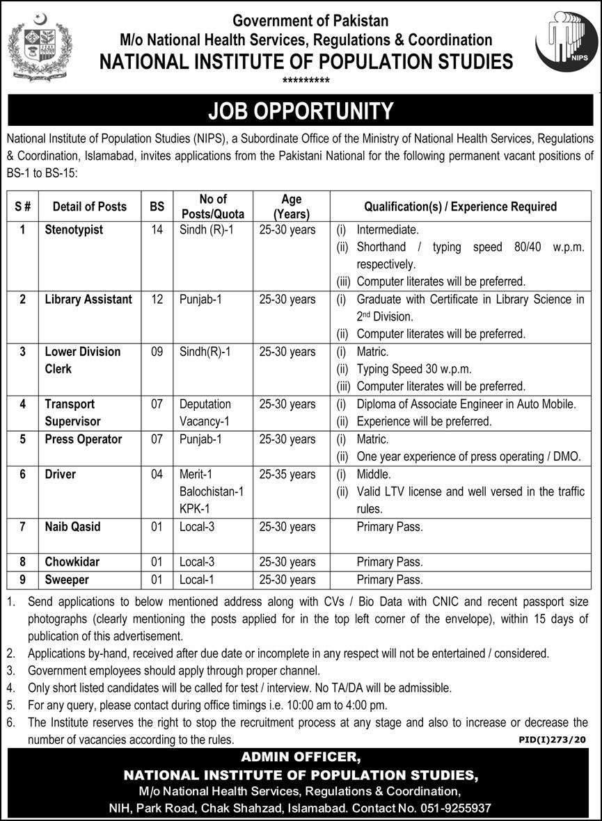 Jobs in National Institute of Population Studies