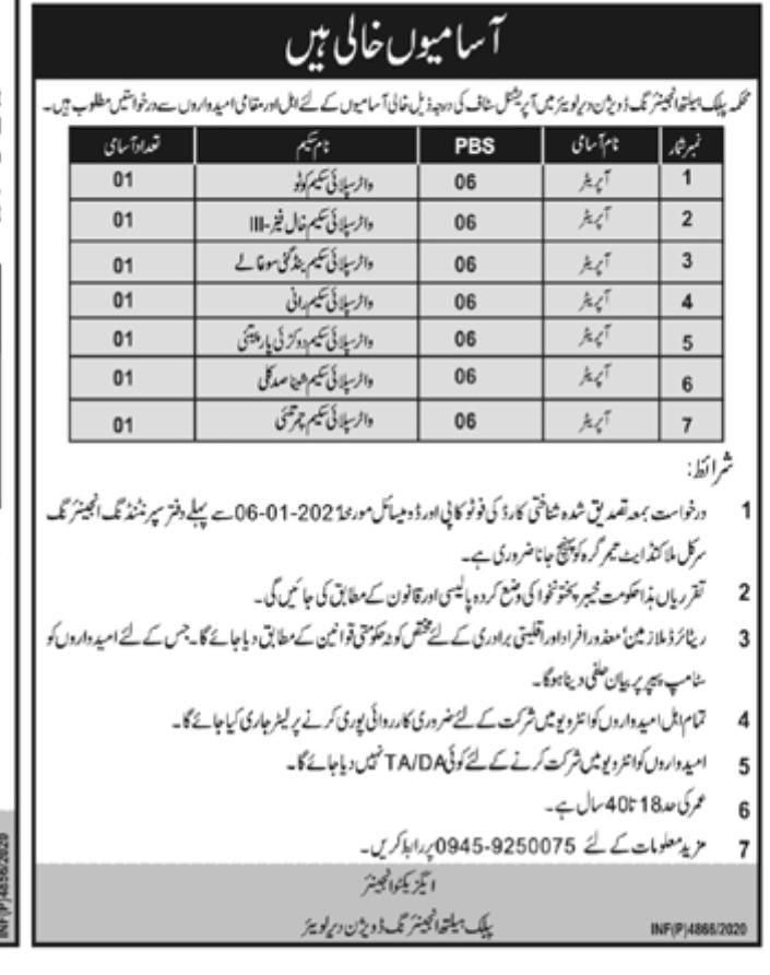 Jobs in Public Health Engineering Department, Dir Lower Division 2020