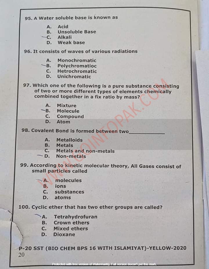 NTS KPK SST General Past Paper 2020 | Teacher Jobs 2020 Material - Info ...